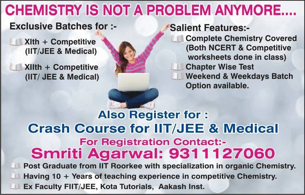 Smriti Chemistry Classes- Best teacher for NEET IITJEE XI XII Tuition- IIT Alumna Specialised in organic Chemistry Coaching photo 2
