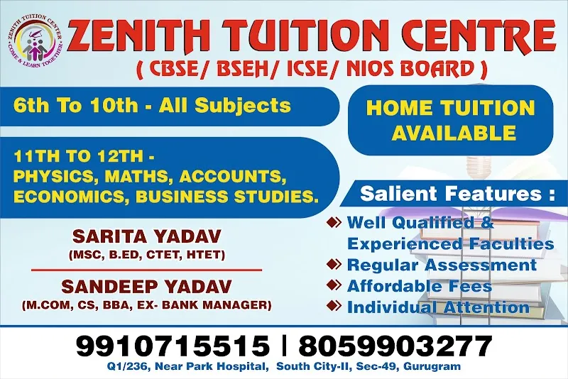 ZENITH TUITION CENTRE (6th -12th)- Best for Maths and Commerce Students